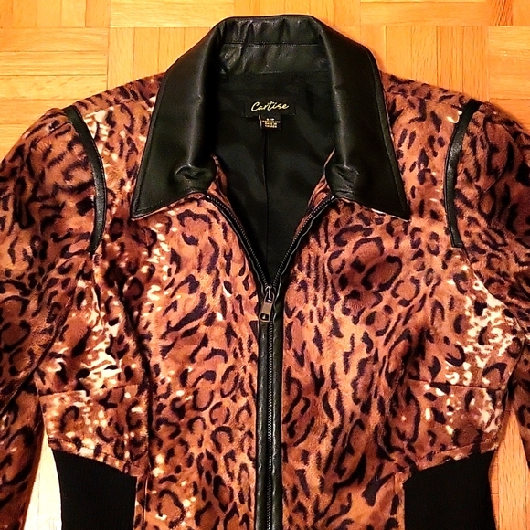 NWOT Faux-Fur Leopard Print Swing Coat, Faux-Leather Collar, Pockets! Peplum, S - Picture 12 of 17